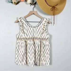 Sezane Tops Sezane Dilma Cotton Embroidered Sleeveless Top